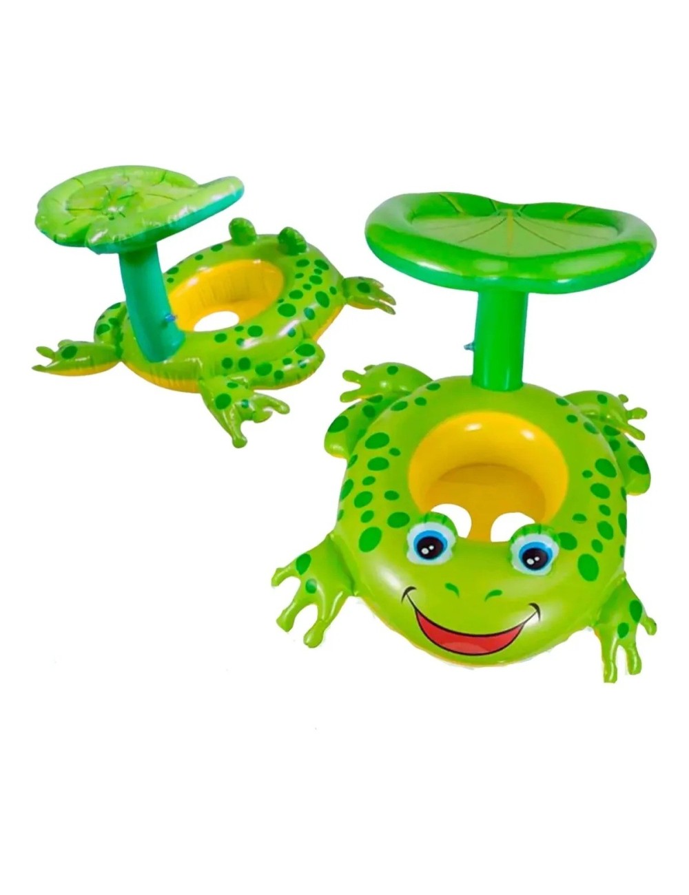 Flotador Inflable Bote Lancha Con Techo, Figura Rana Unisex Verde