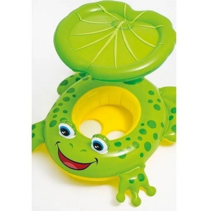 Flotador Inflable Bote Lancha Con Techo, Figura Rana Unisex Verde
