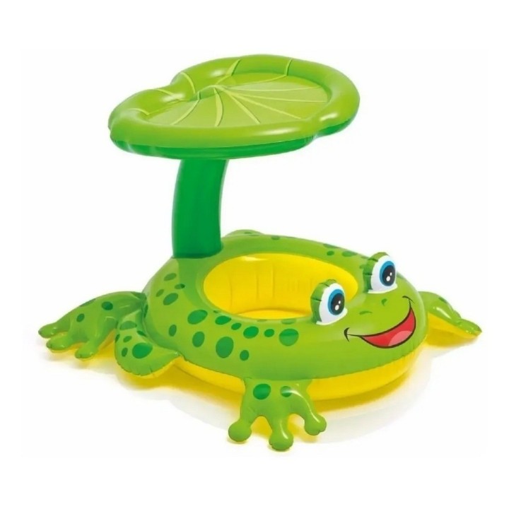 Flotador Inflable Bote Lancha Con Techo, Figura Rana Unisex Verde