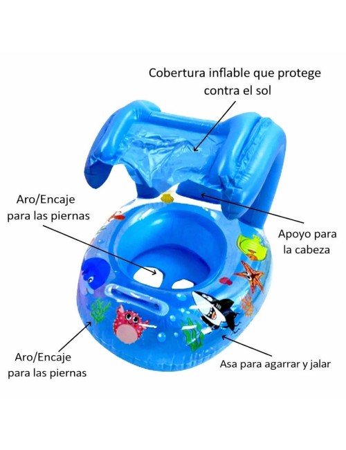 Flotador Para Bebé Con Techo Protector Solar Piscina