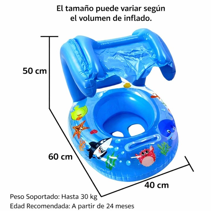 Flotador Para Bebé Con Techo Protector Solar Piscina