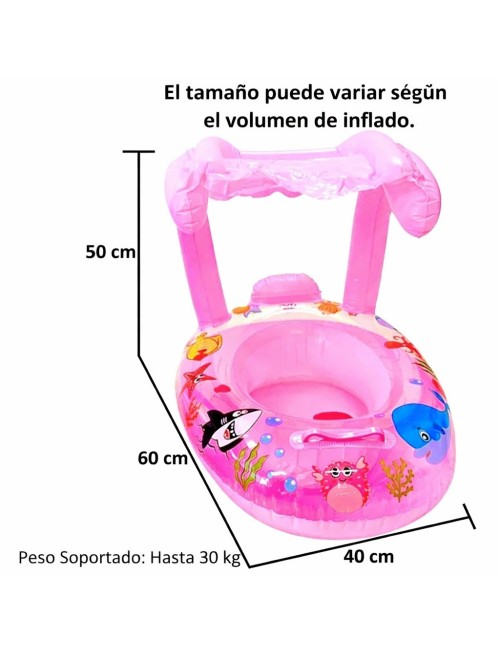 Flotador Para Bebé Con Techo Protector Solar Piscina