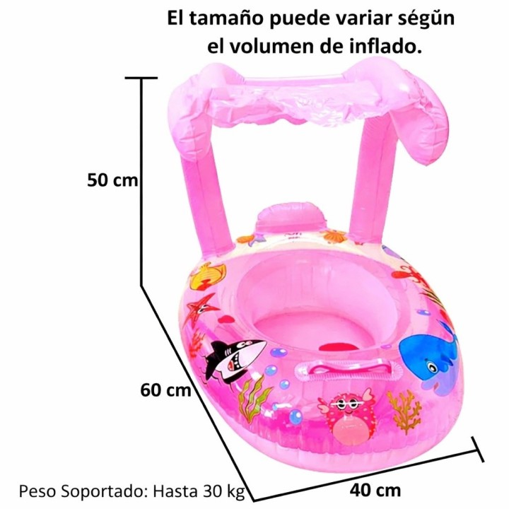 Flotador Para Bebé Con Techo Protector Solar Piscina
