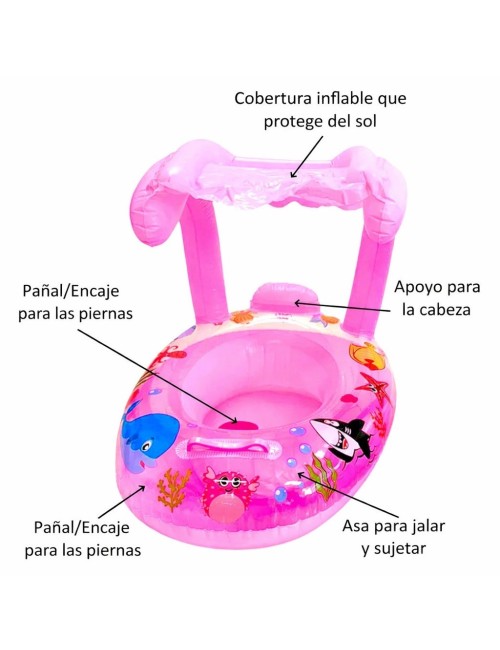 Flotador Para Bebé Con Techo Protector Solar Piscina
