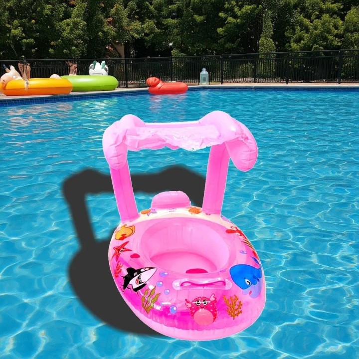 Flotador Para Bebé Con Techo Protector Solar Piscina