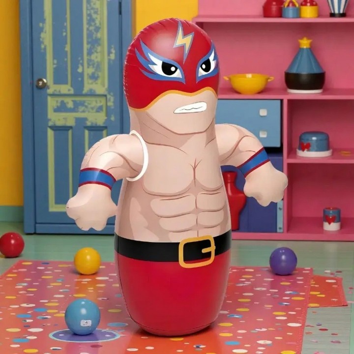 Puching Ball Inflable Infantil Porfiado Boxeador Lucha Libre Rojo