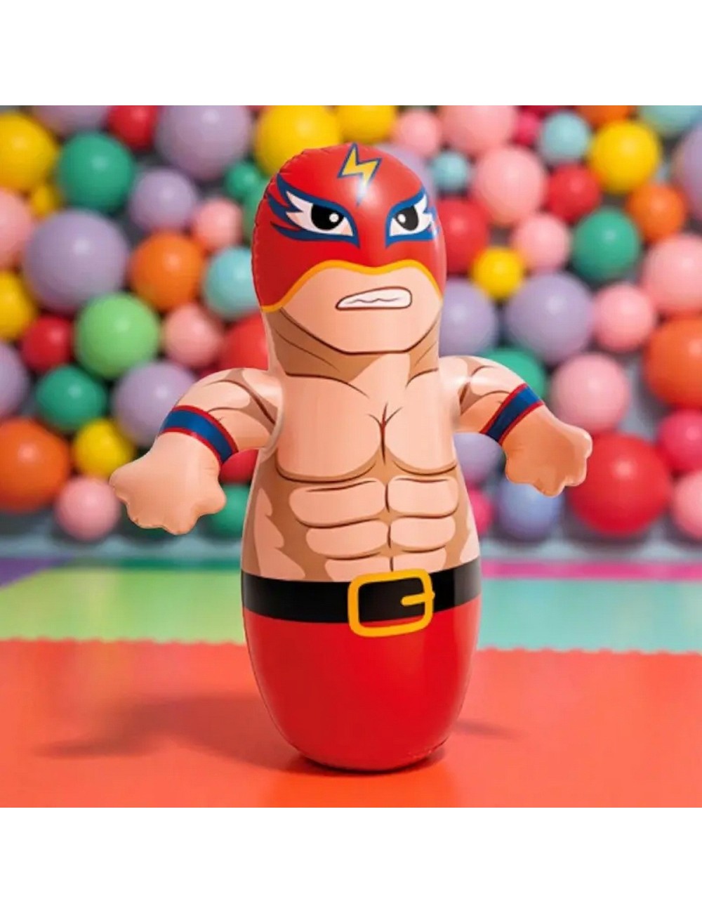 Puching Ball Inflable Infantil Porfiado Boxeador Lucha Libre Rojo