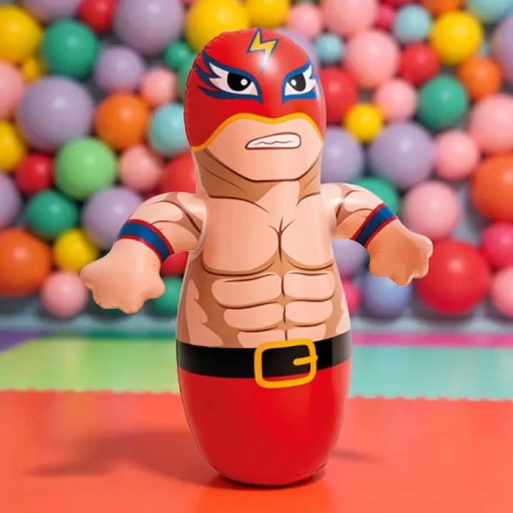 Puching Ball Inflable Infantil Porfiado Boxeador Lucha Libre Rojo