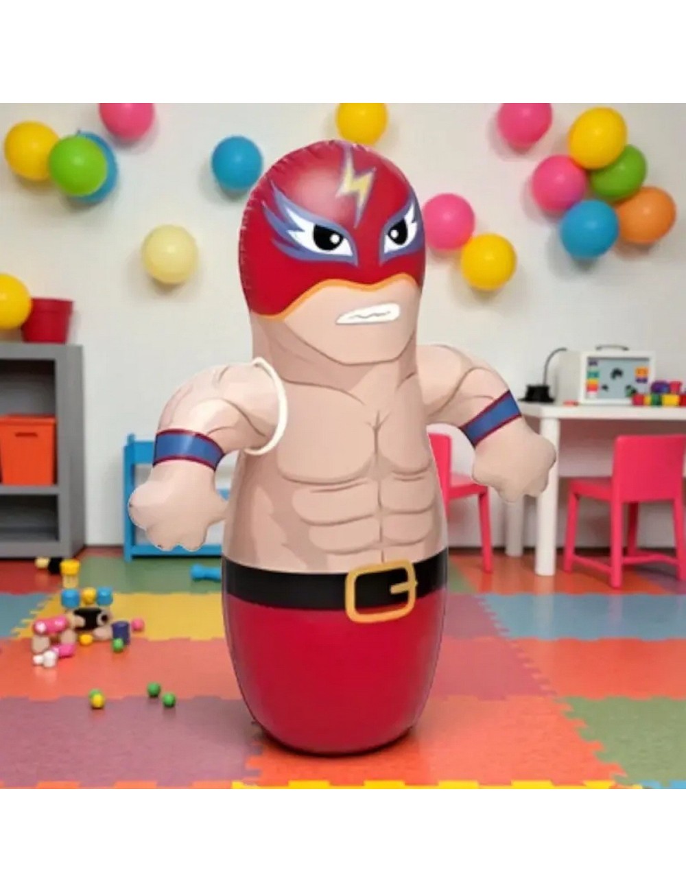 Puching Ball Inflable Infantil Porfiado Boxeador Lucha Libre Rojo
