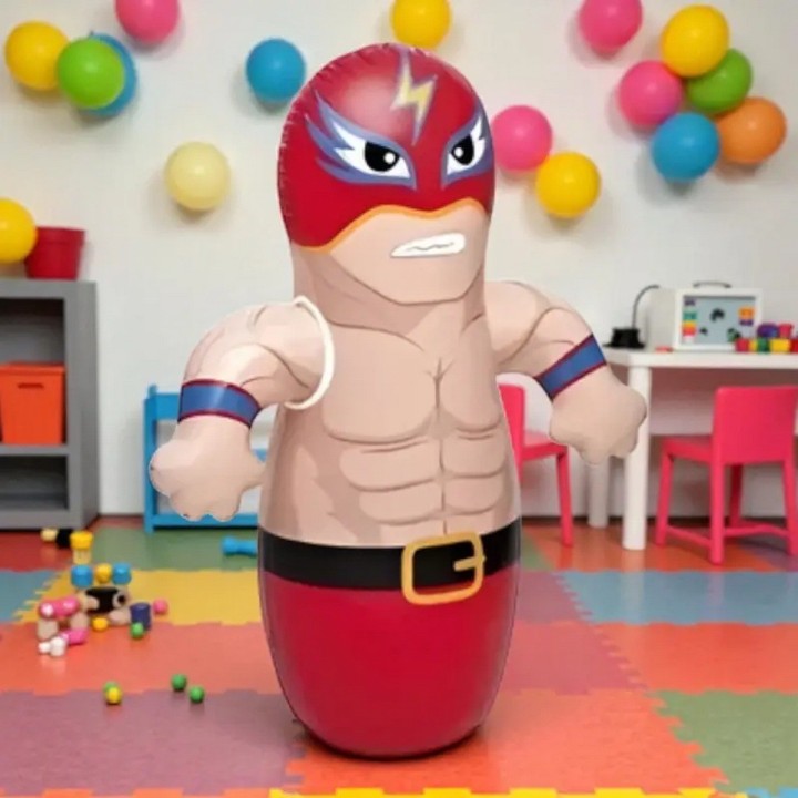Puching Ball Inflable Infantil Porfiado Boxeador Lucha Libre Rojo