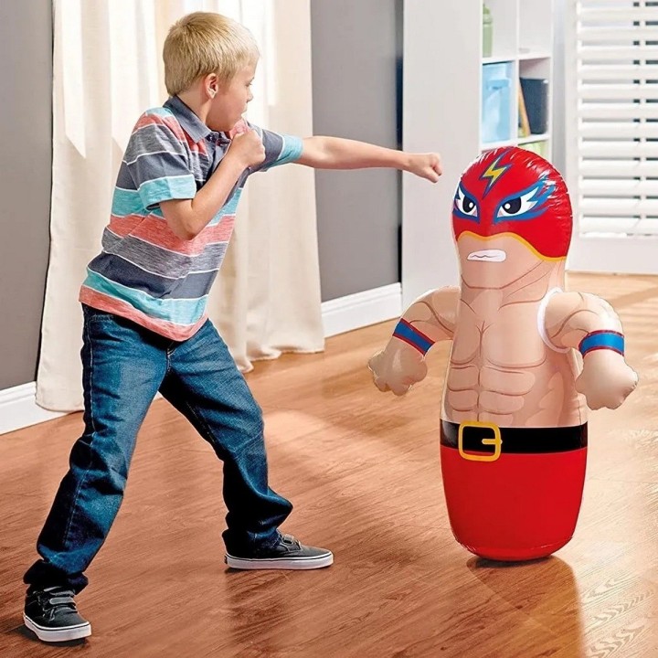 Puching Ball Inflable Infantil Porfiado Boxeador Lucha Libre Rojo