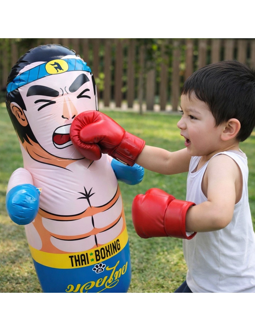 Puching Ball Inflable Infantil Porfiado Boxeador Lucha Thai Azul
