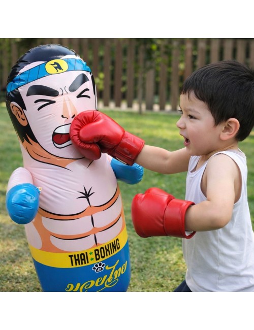 Puching Ball Inflable Infantil Porfiado Boxeador Lucha Thai Azul