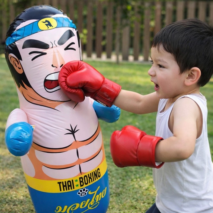 Puching Ball Inflable Infantil Porfiado Boxeador Lucha Thai Azul