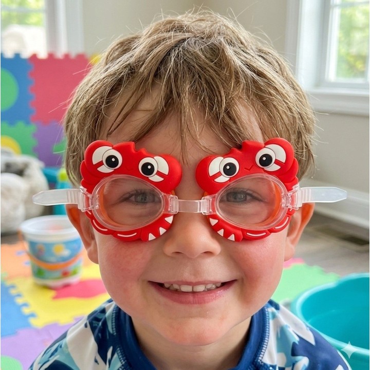 Gafas De Natacion Infantil Niños Unisex Figura Cangrejo Rojo Rojo