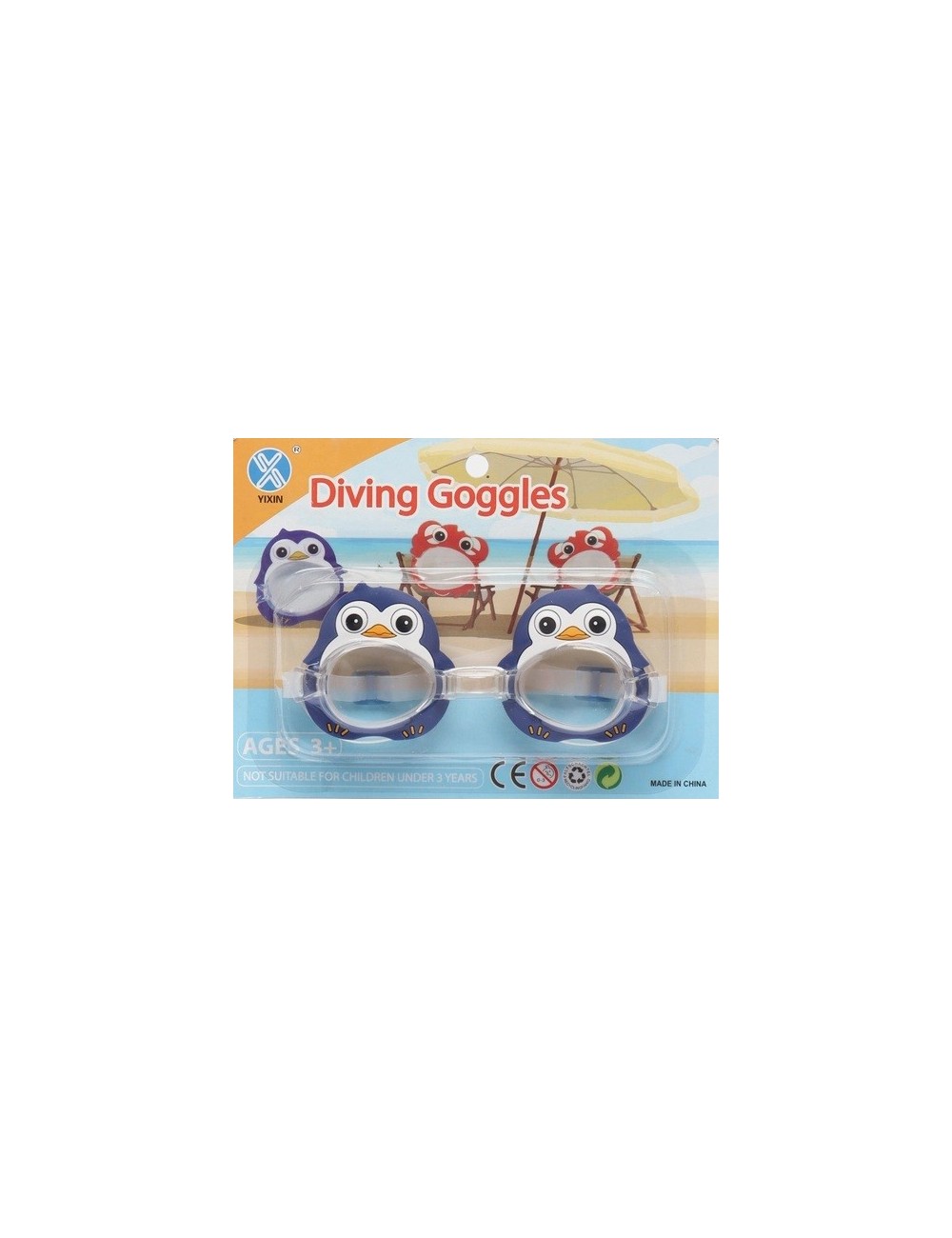 Gafas De Natacion Infantil Para Niños Unisex Figura Pinguino Azul