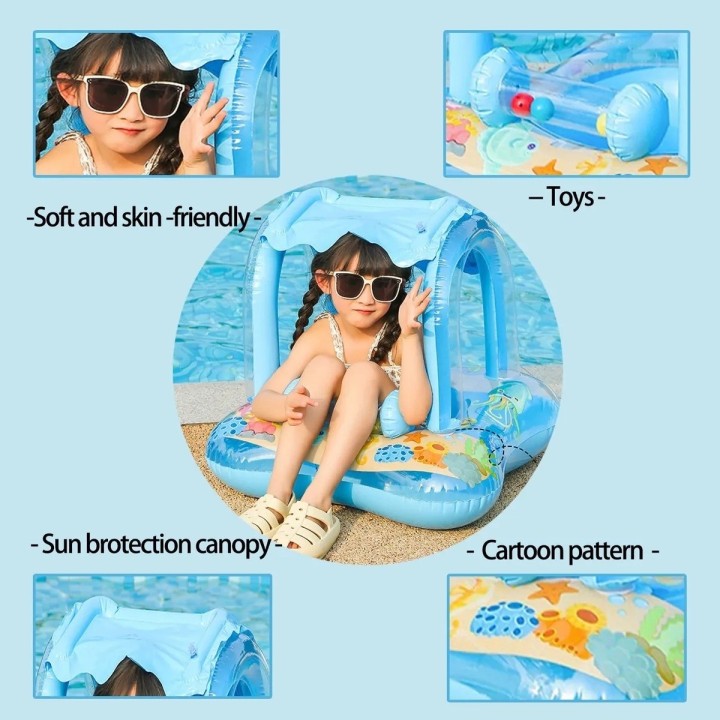 Flotador Infantil Con Techo Protector Solar Para Piscina