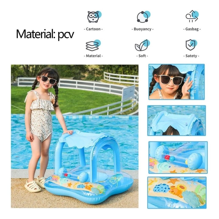 Flotador Infantil Con Techo Protector Solar Para Piscina