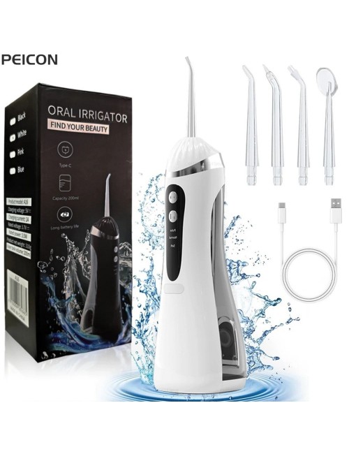 Irrigador Dental Portátil Recargable Ipx7 + 4 Boquillas Usb 3.7