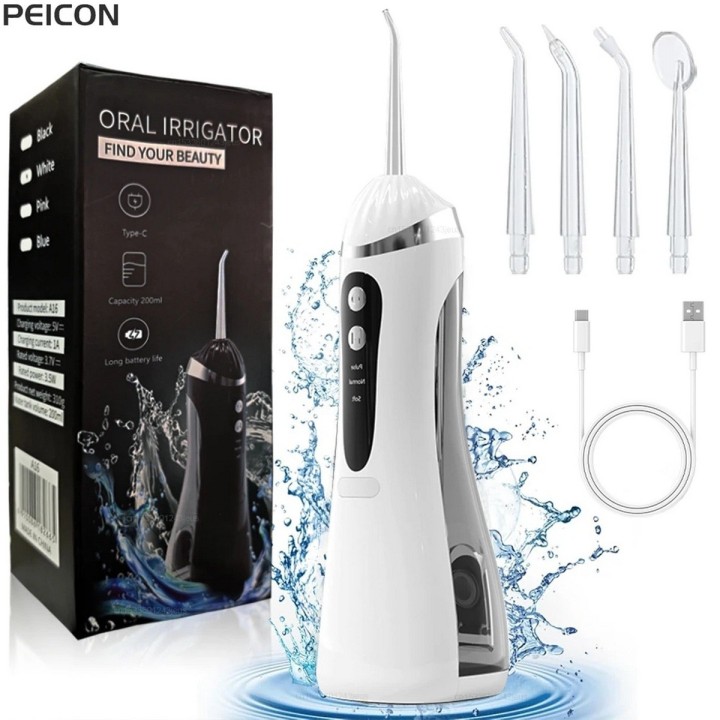 Irrigador Dental Portátil Recargable Ipx7 + 4 Boquillas Usb 3.7