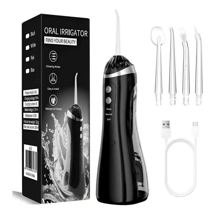 Irrigador Dental Portátil Recargable Ipx7 + 4 Boquillas Usb 3.7