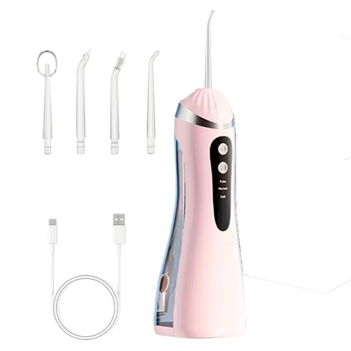 Irrigador Dental Portátil Recargable Ipx7 + 4 Boquillas Usb 3.7