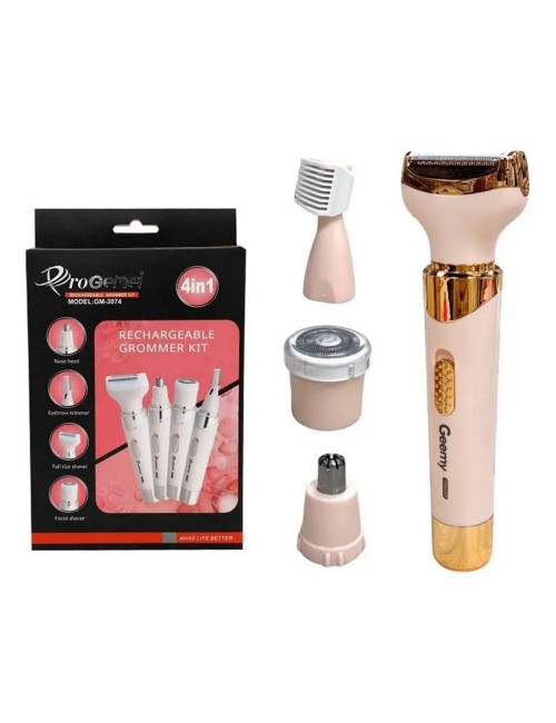Depiladora Eléctrica Recargable 4 En 1 Geemy Gm-3074 Rosa Pálido