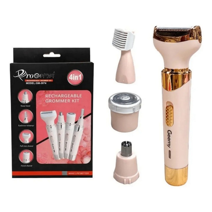 Depiladora Eléctrica Recargable 4 En 1 Geemy Gm-3074 Rosa Pálido