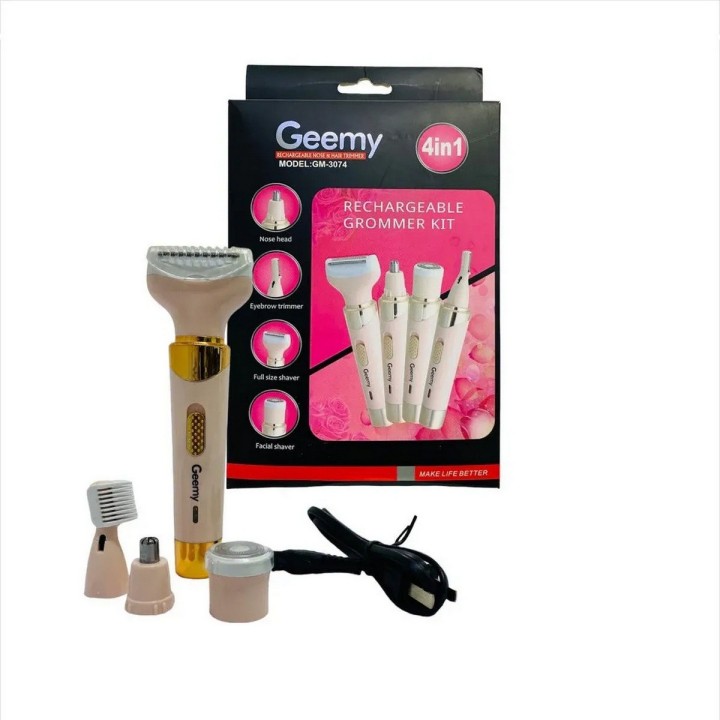 Depiladora Eléctrica Recargable 4 En 1 Geemy Gm-3074 Rosa Pálido