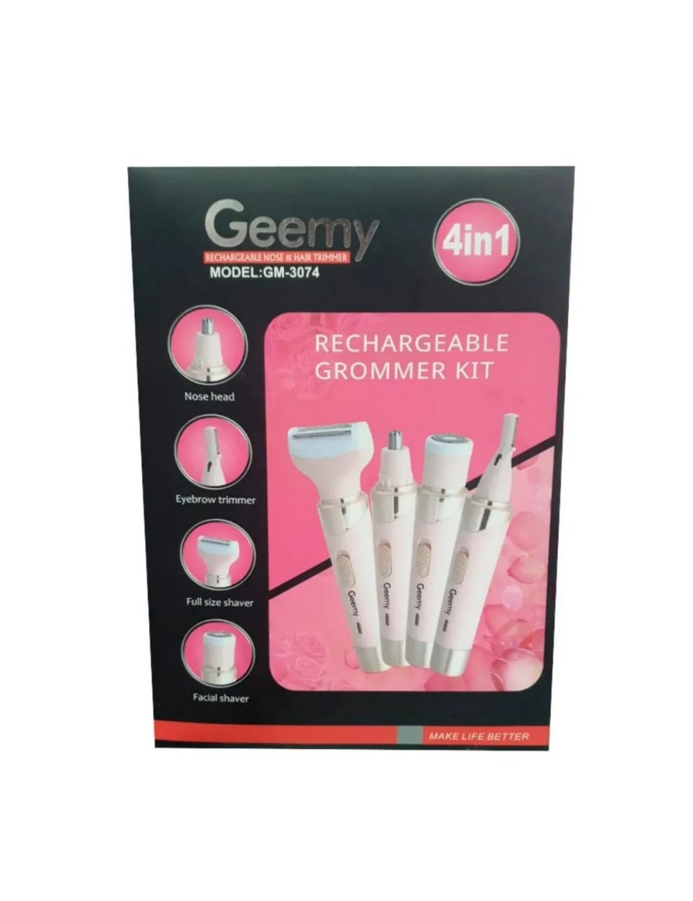 Depiladora Eléctrica Recargable 4 En 1 Geemy Gm-3074 Rosa Pálido