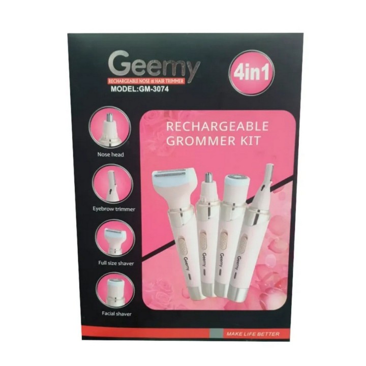 Depiladora Eléctrica Recargable 4 En 1 Geemy Gm-3074 Rosa Pálido