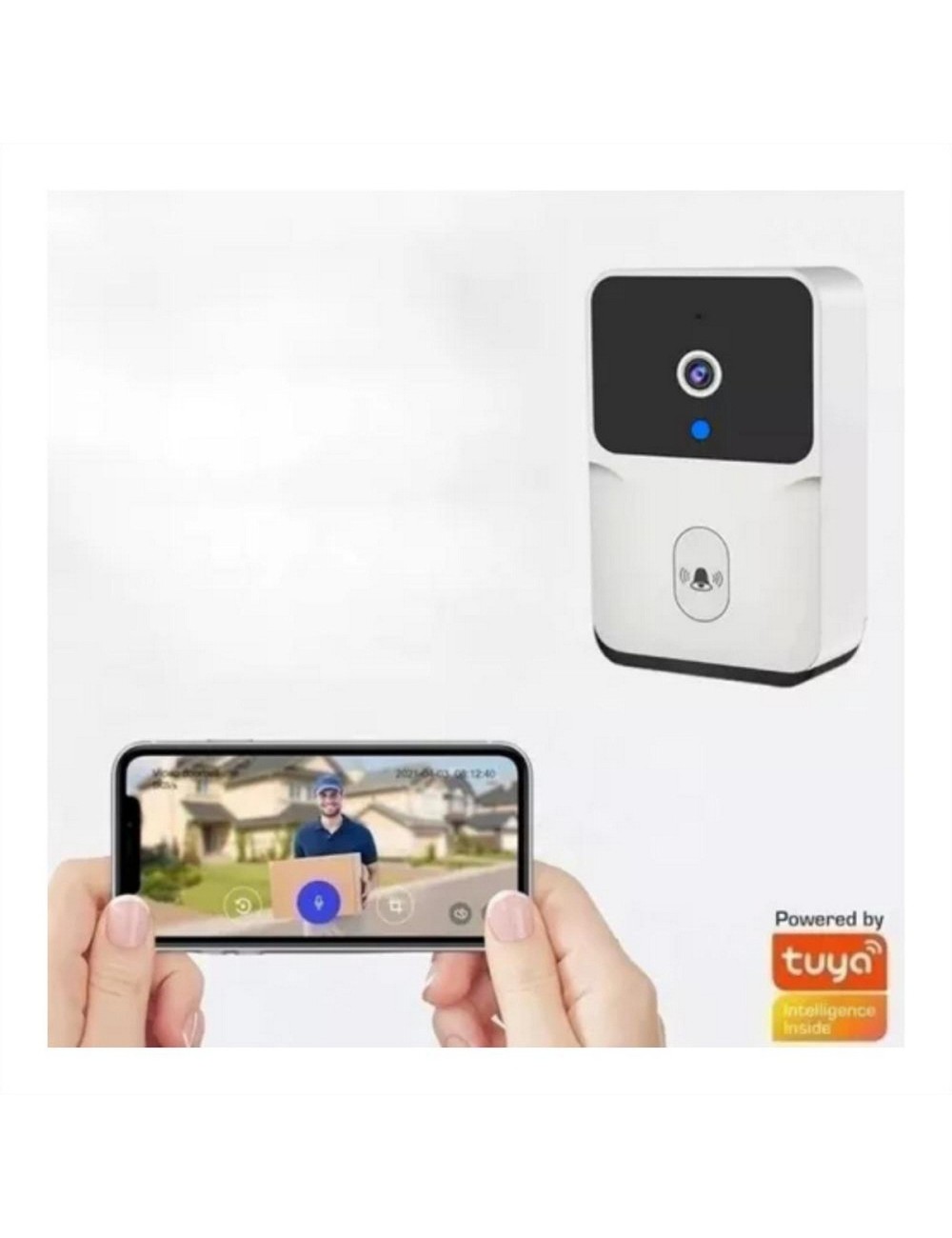 Timbre Inteligente Wifi Recargable Con Cámara Inalambrico Blanco Dc5v 2a