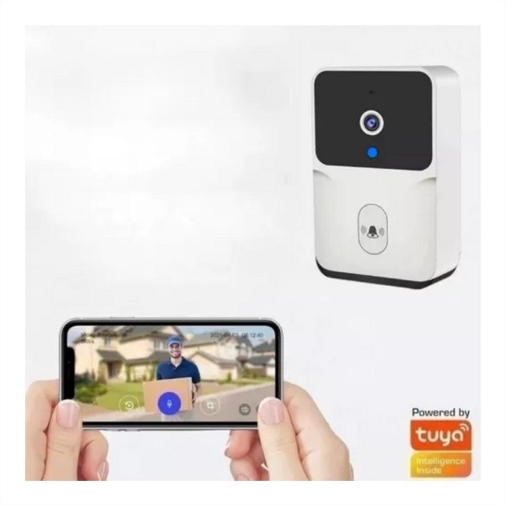 Timbre Inteligente Wifi Recargable Con Cámara Inalambrico Blanco Dc5v 2a