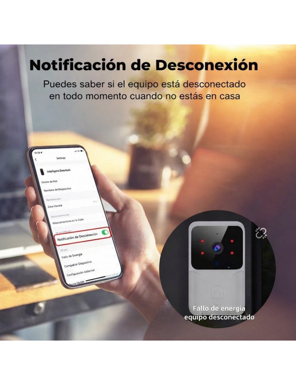 Timbre Inteligente Wifi Recargable Con Cámara Inalambrico Blanco Dc5v 2a