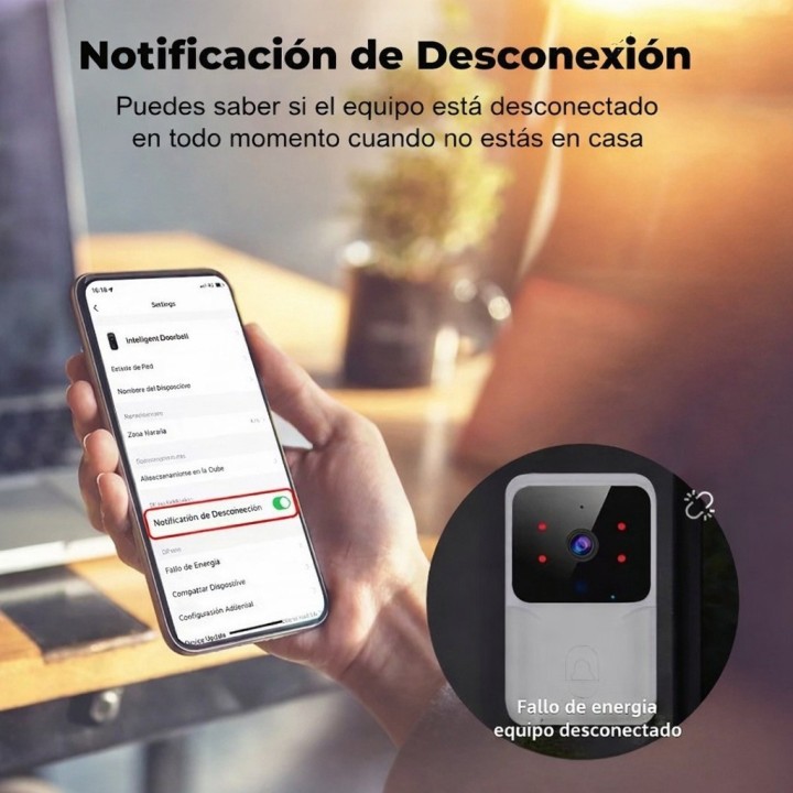 Timbre Inteligente Wifi Recargable Con Cámara Inalambrico Blanco Dc5v 2a