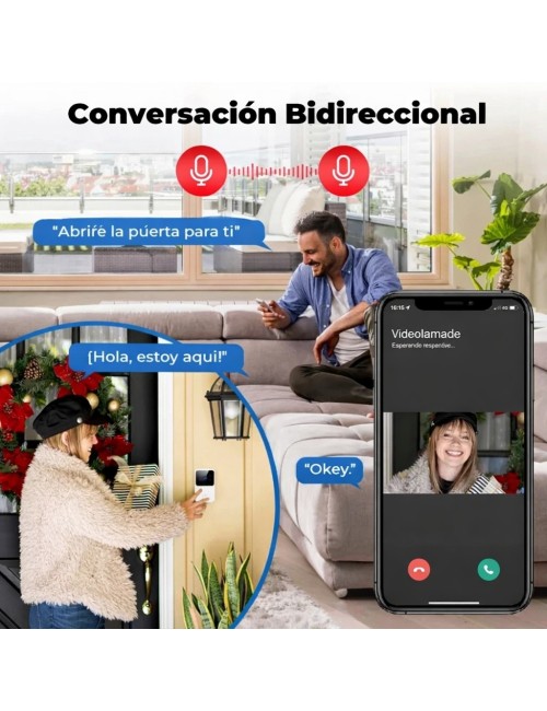 Timbre Inteligente Wifi Recargable Con Cámara Inalambrico Blanco Dc5v 2a