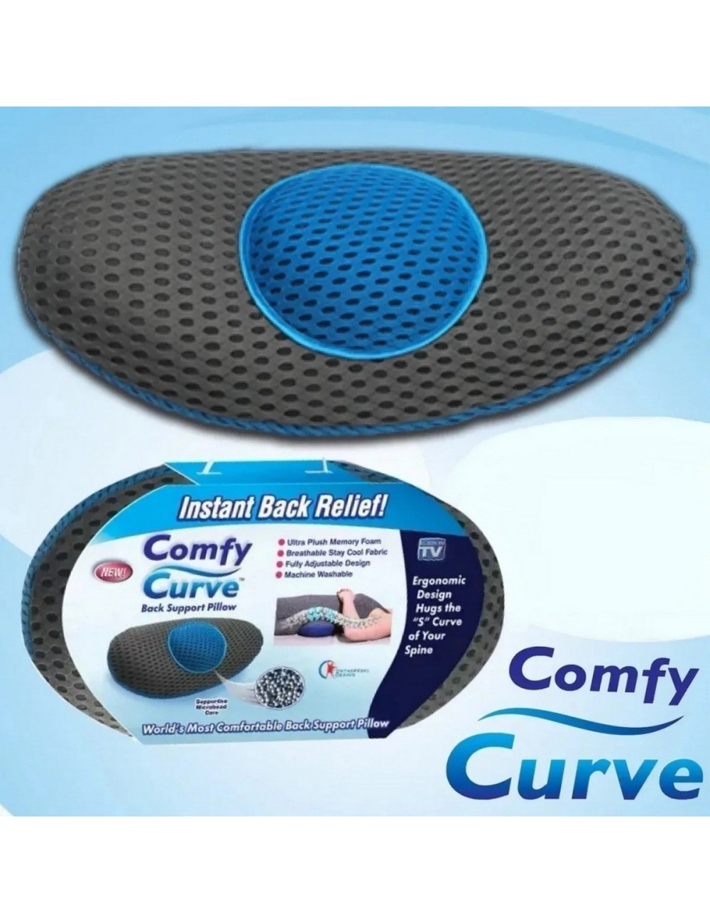Almohada Ortopedica Espuma Viscoelastica Soporte Lumbar Gris Oscuro