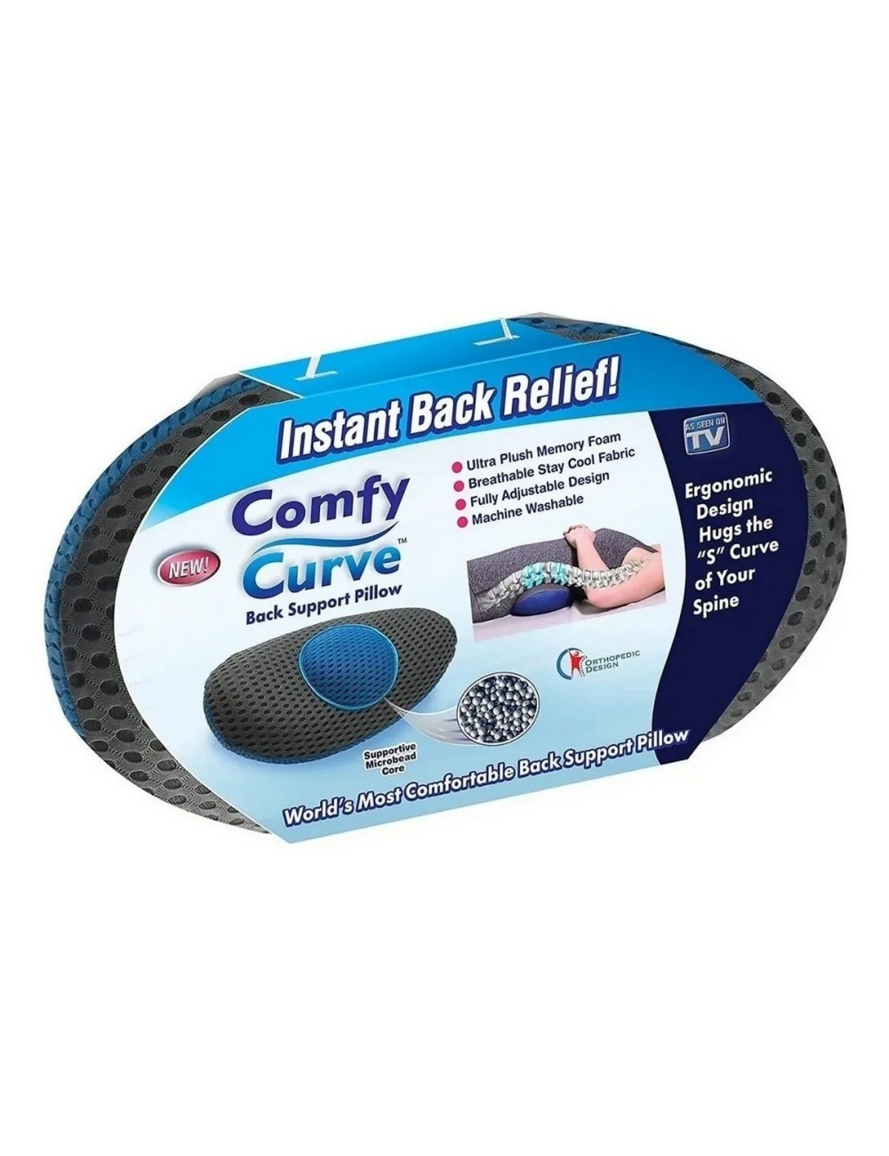 Almohada Ortopedica Espuma Viscoelastica Soporte Lumbar Gris Oscuro
