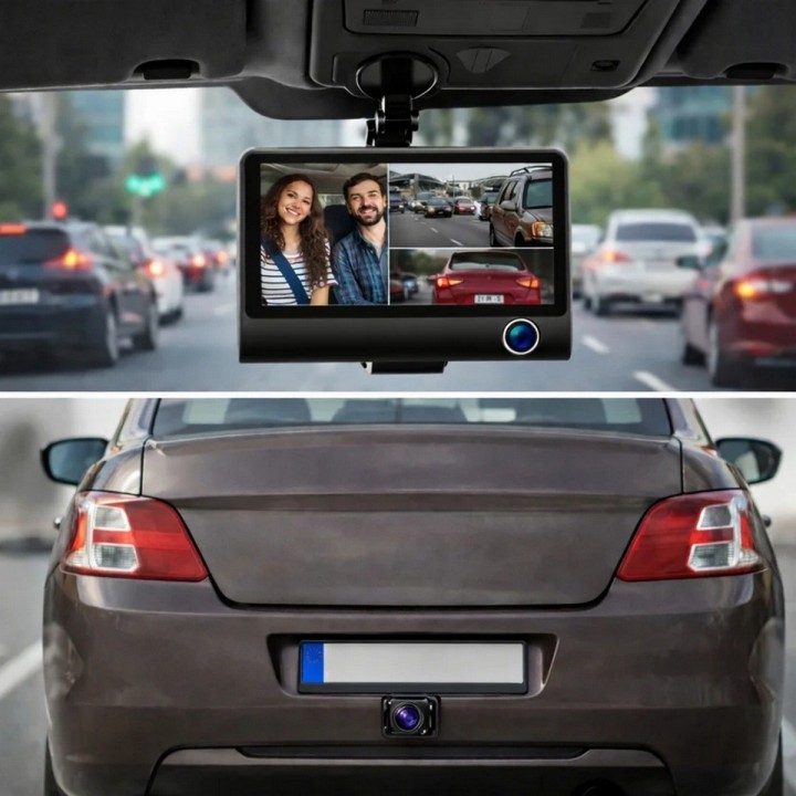 Cámara Dvr Para Carro Full Hd 1080p Con Cámara Trasera Dual