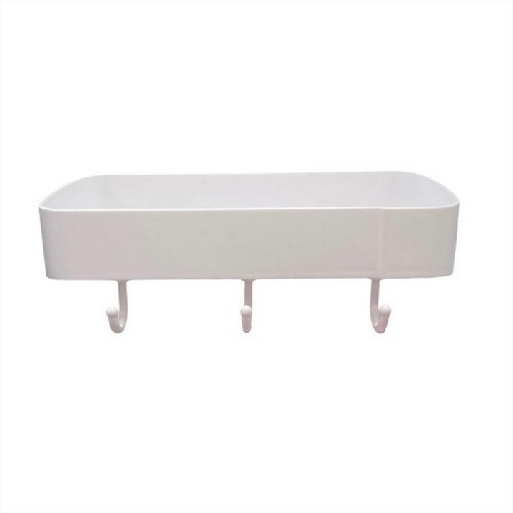 Organizador De Baño Adhesivo Con Drenaje Y Ganchos Multiusos Blanco