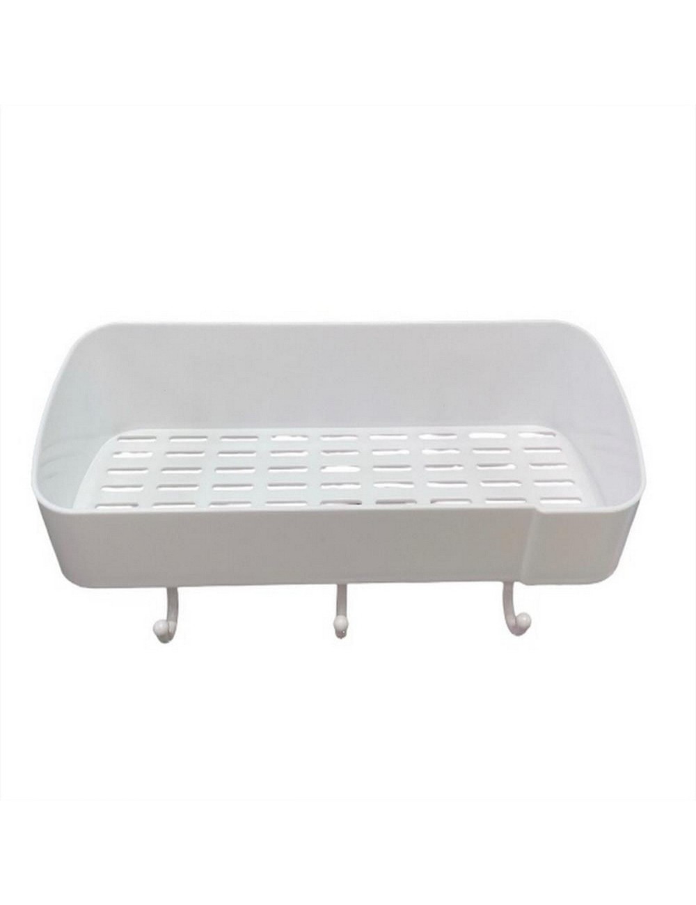 Organizador De Baño Adhesivo Con Drenaje Y Ganchos Multiusos Blanco