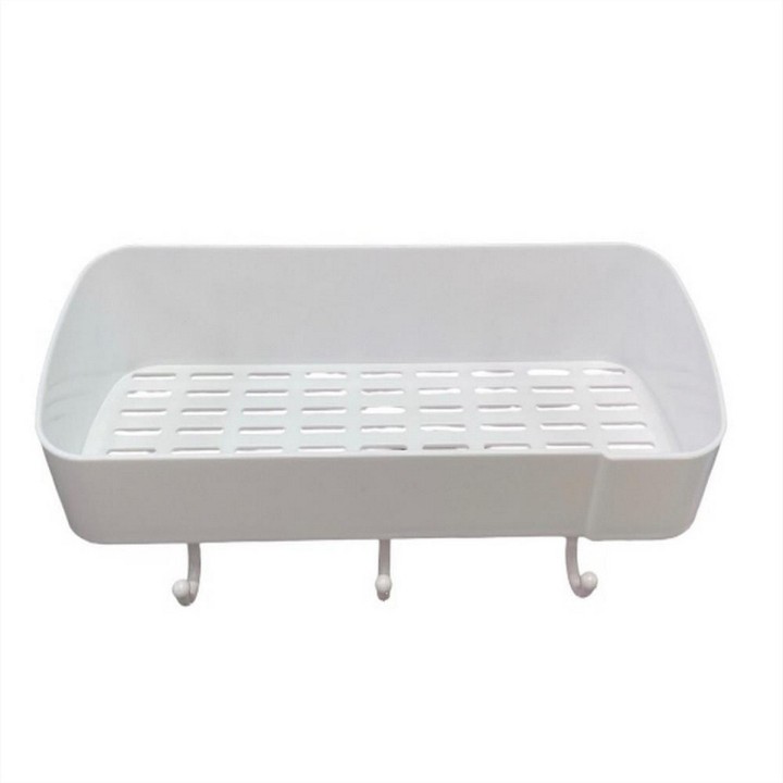 Organizador De Baño Adhesivo Con Drenaje Y Ganchos Multiusos Blanco