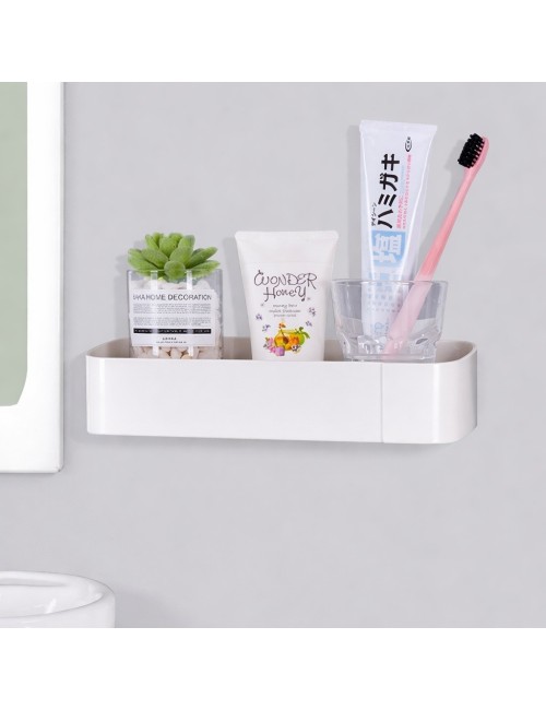 Organizador De Baño Adhesivo Con Drenaje Y Ganchos Multiusos Blanco