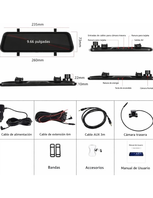 Pantalla 9.66 Pulgadas Carplay Y Android Auto Dvr Hd