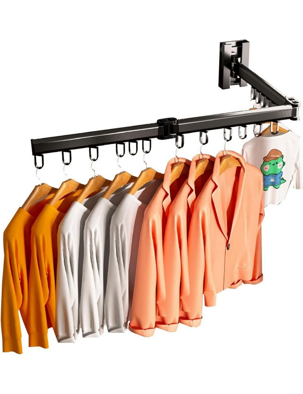 Tendedero De Ropa Plegable Ajustable 18 Ganchos Negro