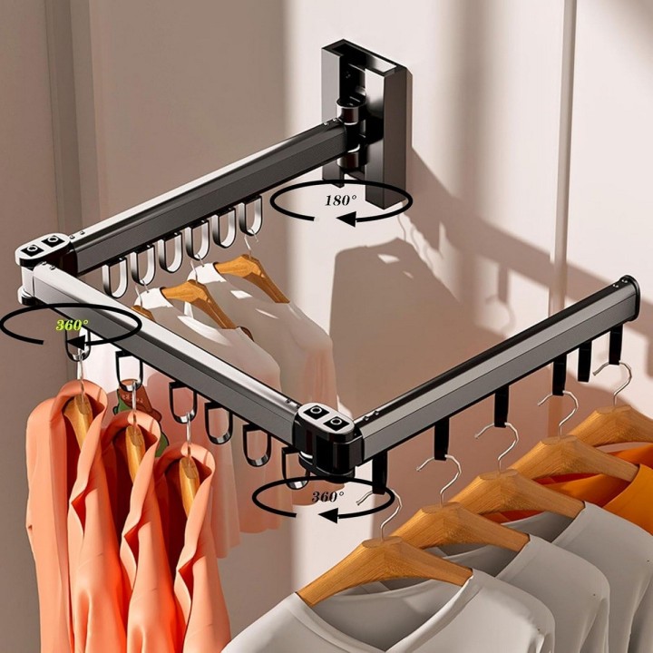 Tendedero De Ropa Plegable Ajustable 18 Ganchos Negro