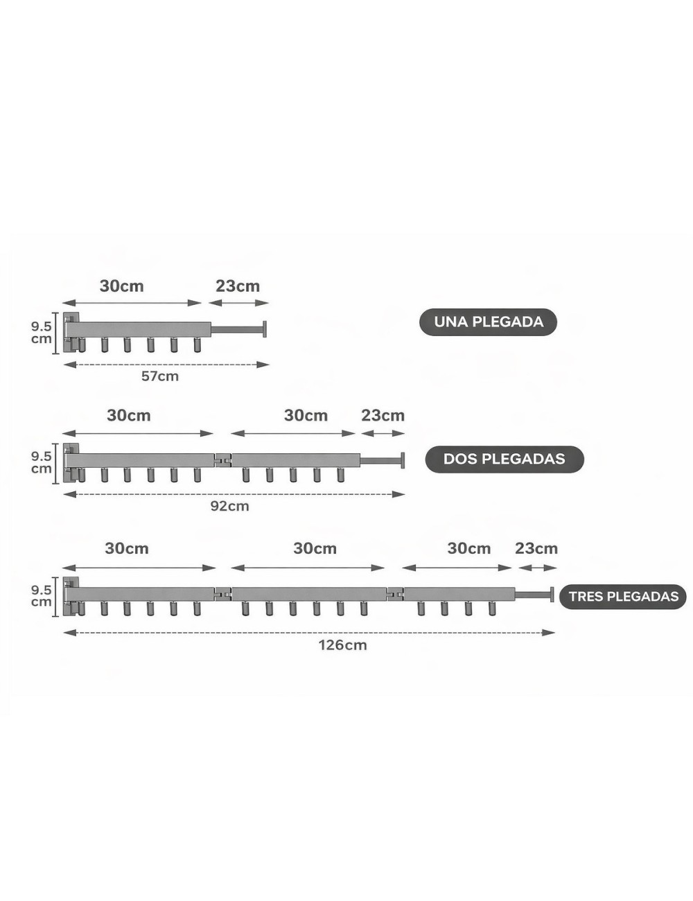 Tendedero De Ropa Plegable Ajustable 18 Ganchos Negro