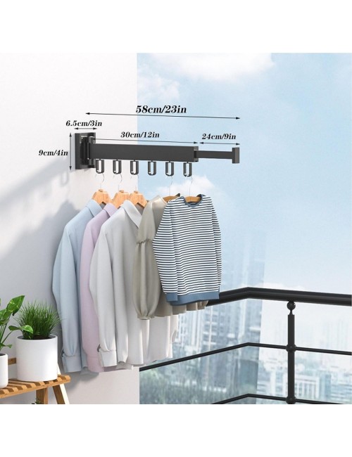 Tendedero De Ropa Plegable Ajustable 18 Ganchos Negro