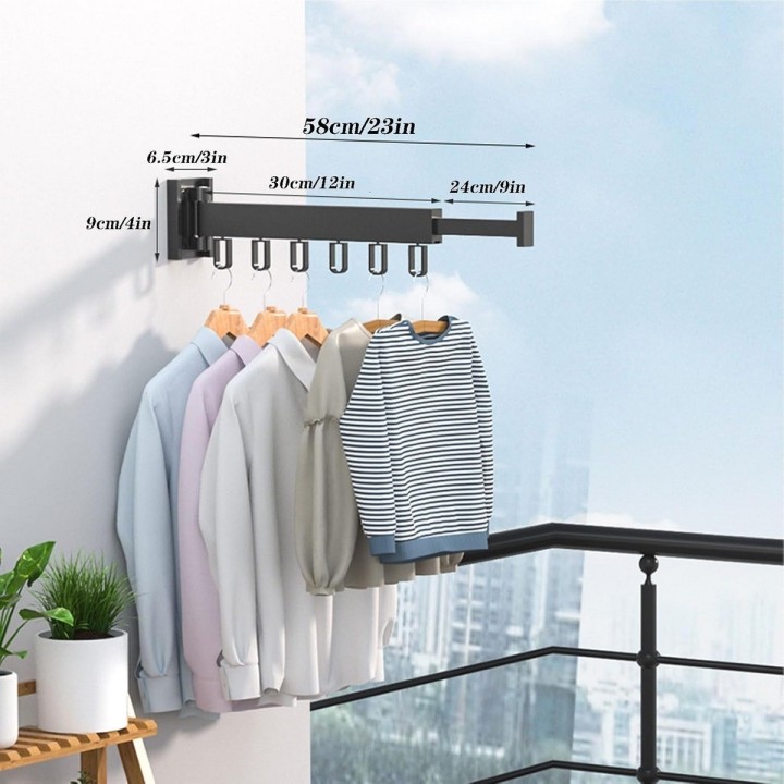 Tendedero De Ropa Plegable Ajustable 18 Ganchos Negro