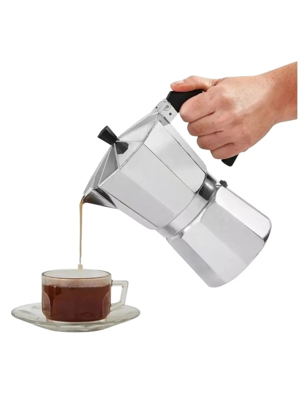 Cafetera Moka Manual Premium 3 Tazas 150 Ml Plateado 0